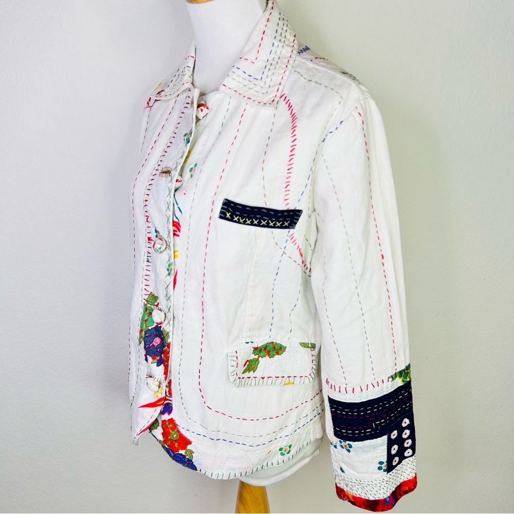 Grandma Chic Patchwork Embroidered Jacket Casual … - image 5